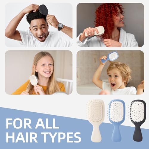 Mini Hair Bursh for Women Men and Kids, Protable Travel Size Hair Brush for Pockets Purses, Mini Detangler Brush for All Hair Types, Small Paddle Brush for Detangling (1 Pack-Blue) - Image 6