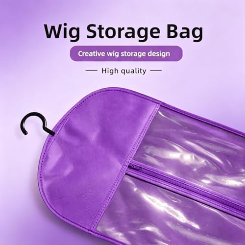 6PCS Wig Storage Bags with Hanger,Hair Extension Holder for Multiple Wigs, Dust-proof, Ideal for Hair Extensions & Accessories (Purple) - Image 2
