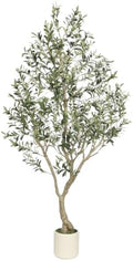 LYERSE Faux Olive Tree 7ft with Sturdy White Planter, Artificial Olive Tree by Home