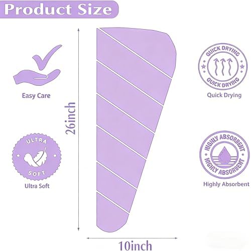 3 Pack Microfiber Hair Towel Wrap for Women, Fast Drying Hair Turban with Button, Anti-Frizz Large Hair Towel for All Hair Styles, Soft & Absorbent Hair Drying Towel - Image 2