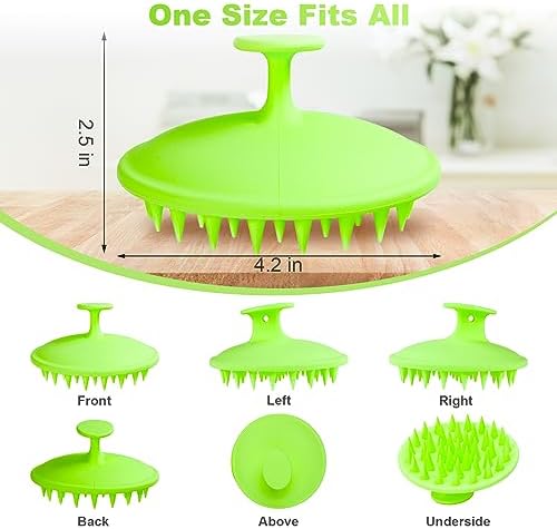 Meartchy Silicone Scalp Massager Shampoo Brush, Scalp Brush for Hair Growth & Dandruff Removal, Hair Scrubber Scalp Stimulator Exfoliator Brush with Soft Bristles for Wet Dry Scalp Care (Green) - Image 2
