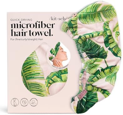 Kitsch Microfiber Hair Towel Wrap for Women - Microfiber Towel, Super Absorbent, Quick Dry, Anti-Frizz - for Long and Short Hairs, Turbans for Women, Hair Wrap - Palm Leaves - Image 3
