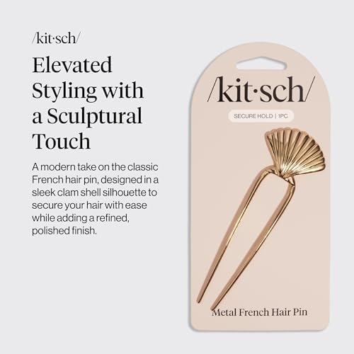 Kitsch French Hair Pin for Women - Clam Shell Gold Hair Accessories, 1pc - Image 2