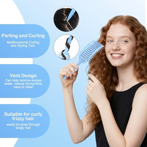 Curly Hair Brush & Curl Defining Brush – Easily Detangles Knots with Less Pulling – Styles Wet or Dry Hair, Tames Frizz for All Curl Types (Pink) - Image 3