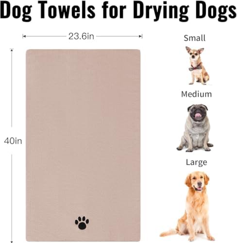 Puomue Microfiber Dog Towels for Drying Dogs, Super Absorbent and Soft Pet Towels for Dogs or Cats, 40''X23.6'', Pet-Friendly, Perfect for Pets of Different Fur Types. (Camel, 40''X23.6'' - 2pack) - Image 3