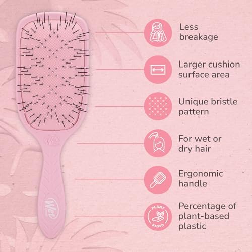 Wet Brush Go Green Thick Hair Paddle Detangling Brush, Pink - Ultra-Soft IntelliFlex Bristles With AquaVent - Gently Loosens Knots While Minimizing Pain - Curly, Coarse, Long, Wet & Dry Hair - Image 4