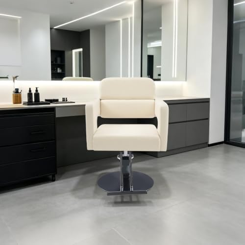 Hair Salon Chair Styling, Hydraulic Pump Barber Chair, 360° Swivel Beauty Barbering Chair for Hair Stylist Women Man, Adjustable Height Pro Stylist Chairs Beauty Salon Equipment (Black,White) - Image 5