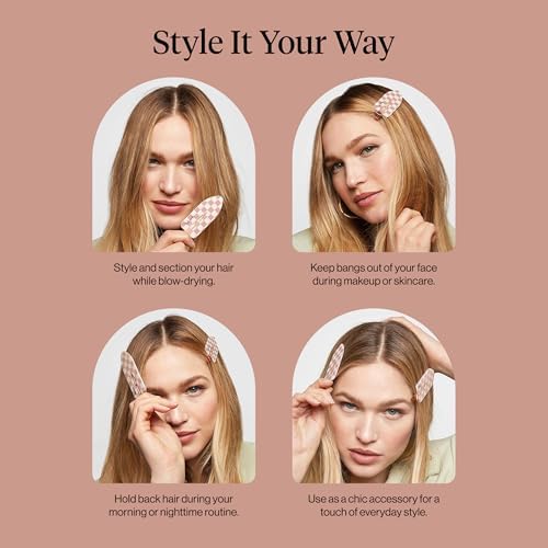 Kitsch Creaseless Hair Clips for Women - Checkered Terracotta, 2pcs - Image 7