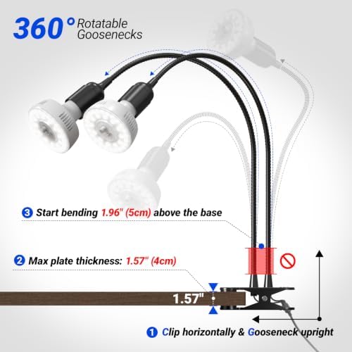 Barrina Orbgrow OG11A2 Clip On Grow Light for Indoor Plants, 5000K 22W - Image 3