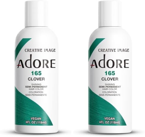Adore Semi Permanent Hair Color (165 Clover) | Vegan & Cruelty-Free Green Hair Dye | No Ammonia, No Peroxide, No Alcohol | 4 Fl Oz (Pack of 2) by Adore