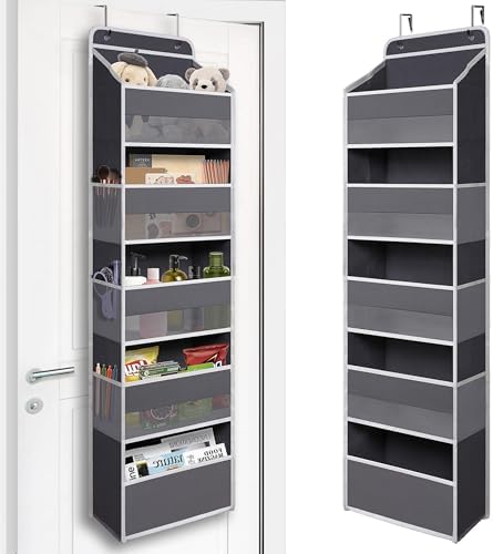 TYMENSH Over the Door Organizer for Bedroom Bathroom Pantry, 5 Shelf Gray by TYMENSH