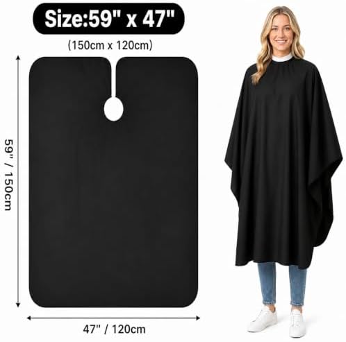 Professional Barber Cape for Hair Cutting, Waterproof Nylon Hair Cape with Snap Closure, Adults Unisex, 47" x 59" - Image 2