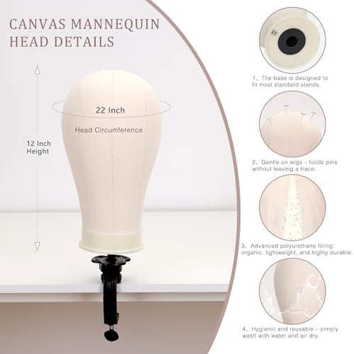 22" Canvas Wig Head Set with 61" Adjustable Tripod Stand - Image 3