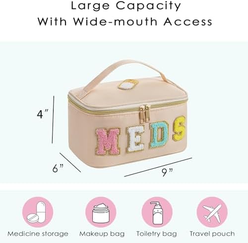 uekeboag Chenille Letter MEDS Nylon Makeup Bag(16Beige) - Image 2