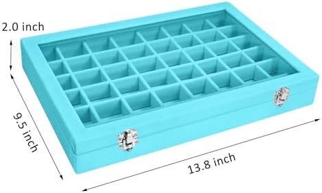 Vicoter 48 Grid Velvet Earring Organizer Tray with Lid for Rings - Image 2