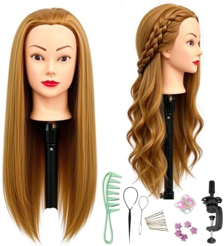 Straight Hair Mannequin Head, Cosmetology Mannequin Head for Hair Styling by Yiifiulyn