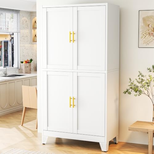GAIOUS 79'' Metal Pantry Storage Cabinet with 4 Door and Adjustable Shelves by GAIOUS