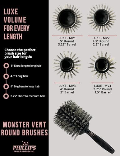 Phillips Brush Luxe Monster Vent 1 Hair Brush, 5 Inch Barrel, Long Hair - Image 5
