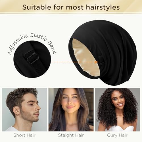 2Pcs Satin Lined Bonnet for Sleeping for Women Men - Image 5
