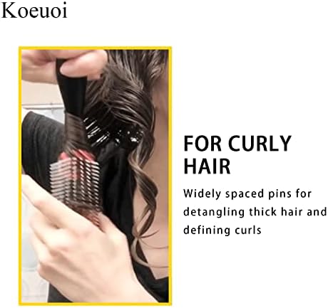 Classic Styling Curly Hair Brush. 9 Row Black Brush for Detangling, Separating, Shaping. For Women and Men Wet or Dry Hair. - Image 3
