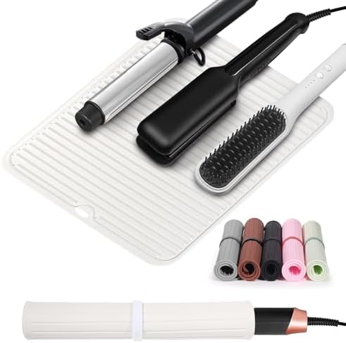Heat Resistant Mat Large Silicone Hot Hair Tools Mat for Curling Irons Flat Iron Hair Straightener Vanity Mat Portable Hair Styling Tools Hot Pad 14.2"*11" by Quccefods