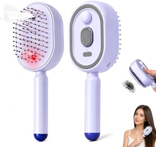Electric Spray Air Cushion Massage Comb, 2026 Upgrade Electric Steaming Massage Hair Care Brush, Self-Cleaning Anti-Tangle Steam Brush for Hair, Anti-Static for Frizzy & Scalp Care (Purple) by Unknown
