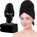 Microfiber Hair Towels, Waffle Hair Towel Set, Super Soft Highly Absorbent, Sturdy Quick Drying Turbans for Long, Thick, Curly Hair (2 Pack, 40" x 20") by Wuwahold