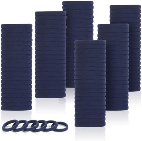 LuSeren 120 Pcs Navy Hair Ties for Women, No Damage Soft Seamless Nylon Hair Elastics for Thick Hair, Ponytail Holders, Solid Navy Hair Accessories by LuSeren