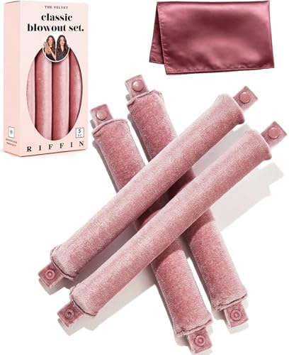 Classic Heatless Curls Overnight Rods - Upgraded Directional Grip Velvet No Heat Hair Curlers to Sleep Hair Rollers Flexible Curling Rods Set for Long Thicker Hair, Full Coverage Larger Silk Scarf by RIFFIN