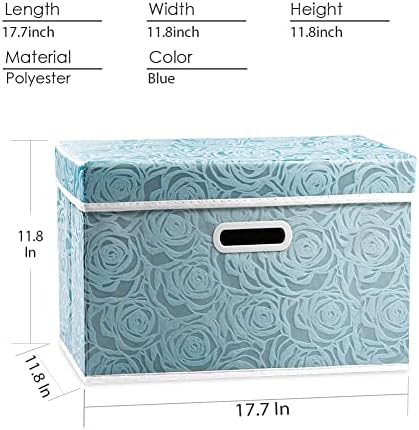 PRANDOM Larger Collapsible Storage Cube with Lid [1-Pack] Fabric Decorative Storage Bins Box Organizer Container Basket with Cover Handles for Bedroom Closet Living Room 17.7x11.8x11.8 Inch - Image 5