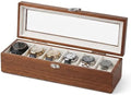 Watch Box, Watch Case for Men Women with Large Glass Lid, Wooden Watch Display Storage Box with 6 - Slots, Rustic Brown Mens Watch Box Organizer by ExperCity