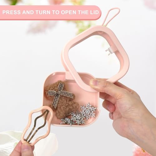 Cute Mini Hair Tie Organizer Travel Portable Stackable Hair Tie Holder for Hair Accessories, Scrunchies and Small Items, Bobby Pin Holder- Ideal Gift for Teen Girls Toddler Women, Pink - Image 3