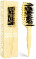 Curly Hair Brush Candybrush Curl Defining Brush for Detangling Shaping and Defining Curls for Women, Men, Wet & Dry Hair (Creamy Yellow) by Unknown