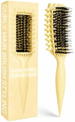Curly Hair Brush Candybrush Curl Defining Brush for Detangling Shaping and Defining Curls for Women, Men, Wet & Dry Hair (Creamy Yellow) by Unknown