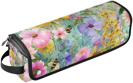 Hair Tools Travel Bag with Heat Resistant Mat 2-in-1 Hot Tools Travel Bag Organizer Flat Curling Iron Travel Case for Straightener Colorful Bees Flowers by WelcometoElliTarr