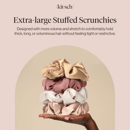 Kitsch Pillow Satin Scrunchies for Women - Blush, 4pcs - Image 2