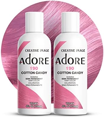 Adore Semi Permanent Hair Color, 190 Cotton Candy, 4 Fl Oz (2 Pack) by Adore
