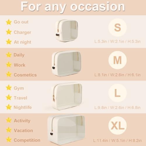 YOPCDJ 4PCS Clear Makeup Bag Set, Waterproof TPU Purse Organizer Pouches, TSA Approved Toiletry Bag, Diaper Bag Organizer Pouch, Travel Organizer Bags for Women and Kids - Image 3