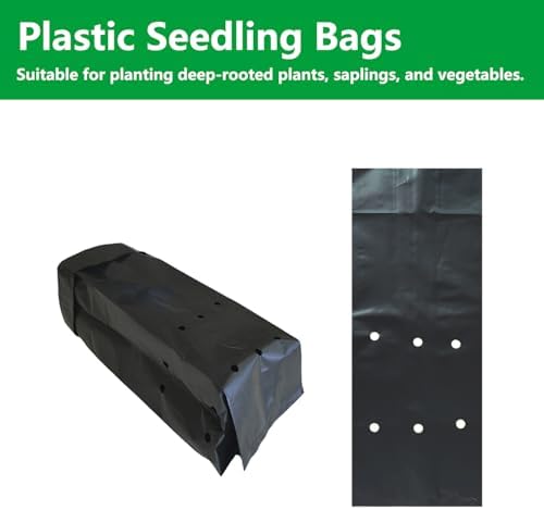 Belit Nursery Growing Bags, 100 Pcs Black Plastic Seedling Pots for Gardening Seed Plant Bags, Fruit Tree Seedling, Starting saplings(5.7"x9.5") - Image 2
