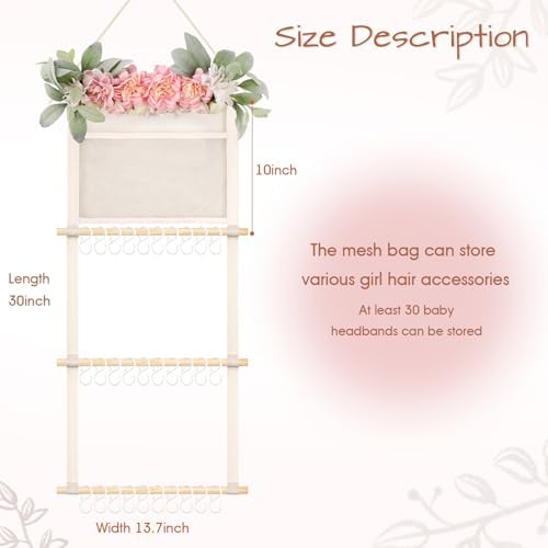 POVETIRE Headband Holder Hair Bows Organizer for Girls, 4-Layer Hair Accessories Display Storage Wall Hanging Decor for Baby Nursery Toddler Girls Room - Image 2