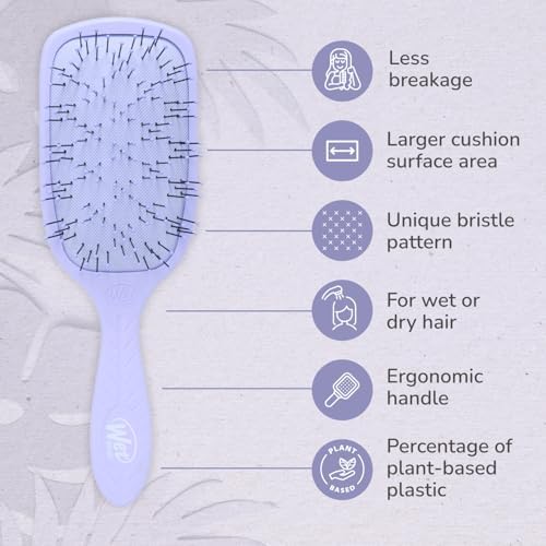 Wet Brush Go Green Thick Hair Paddle Detangling Brush, Purple - Ultra-Soft IntelliFlex Bristles With AquaVent - Gently Loosens Knots While Minimizing Pain - Curly, Coarse, Long, Wet & Dry Hair - Image 4