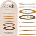 Kitsch Gold Metal Bobby Pins & Snap Clips For Hair -Sedona, 8pcs by Kitsch