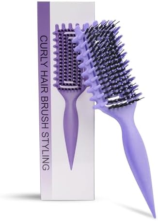 Curly Hair Brush Defining, Vented Curl Defining Brush for Effortlessly Detangling Shaping and Styling Women's Men's Curls on All Wet or Dry Hair Types, Reduces Frizz (Purple) by Unknown