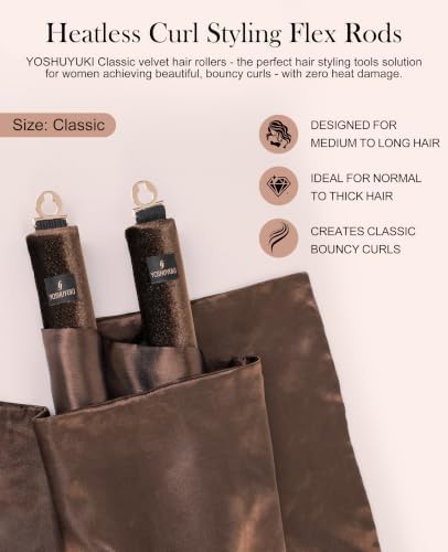 YOSHUYUKI Classic Heatless Curls Overnight Rods No Heat Hair Curlers Curling Iron Jumbo Flexi Rods Large Foam Hair Rollers for Long Hair to Sleep in with Satin Scarf Styling Tools Brown - Image 3