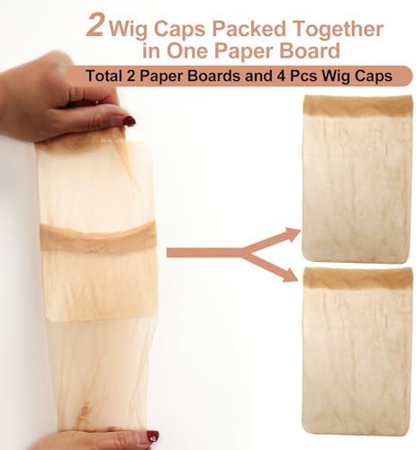 BEEOS Skinlike HD Wig Cap, 4 Pieces Invisible and Sheer Breathable Ultra-thin Stretchy Stocking Caps for Lace Front Wigs - Image 6