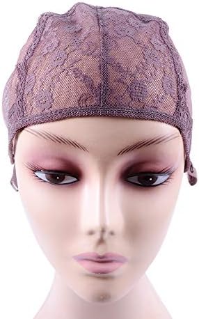 YANTAISIYU Double Lace Wig Caps for Making Wigs with Adjustable Strap on the back Weaving Hairnets Swiss Lace Wig Cap(Brown XL 58cm) - Image 4