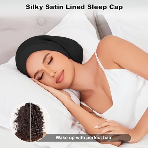 ZHENSILK Silk Bonnet for Sleeping Women, Adjustable Silky Satin Lined Sleep Cap, Silk Hair Wrap Slouch Beanie Hat - Image 2