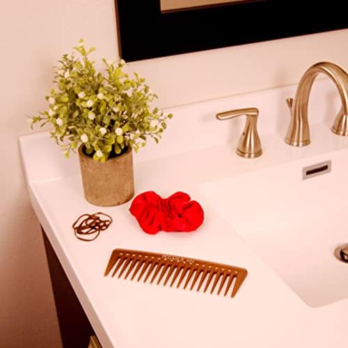 Pegasus MICOLOR 404, 7in Hard Rubber Wide Tooth Tall Styling Comb, Handmade, Seamless, Smooth Edges, Anti Static, Heat and Chemically Resistant, Wet Hair, Everyday Grooming Comb | Peines de goma dura - Gold - Image 3