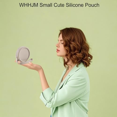 Small Silicone Makeup Bag for Women Round Purse Essentials Portable Cosmetic Accessories Organizer Small Travel Kit Storage Pouch (Grey) - Image 4