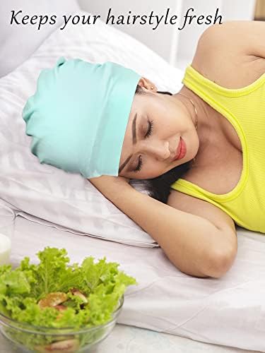 SATINIOR 4 Pieces Satin Lined Sleep Cap Silk Bonnet for Sleeping Women, Silk Hair Wrap Slouch Beanie Hat - Image 7